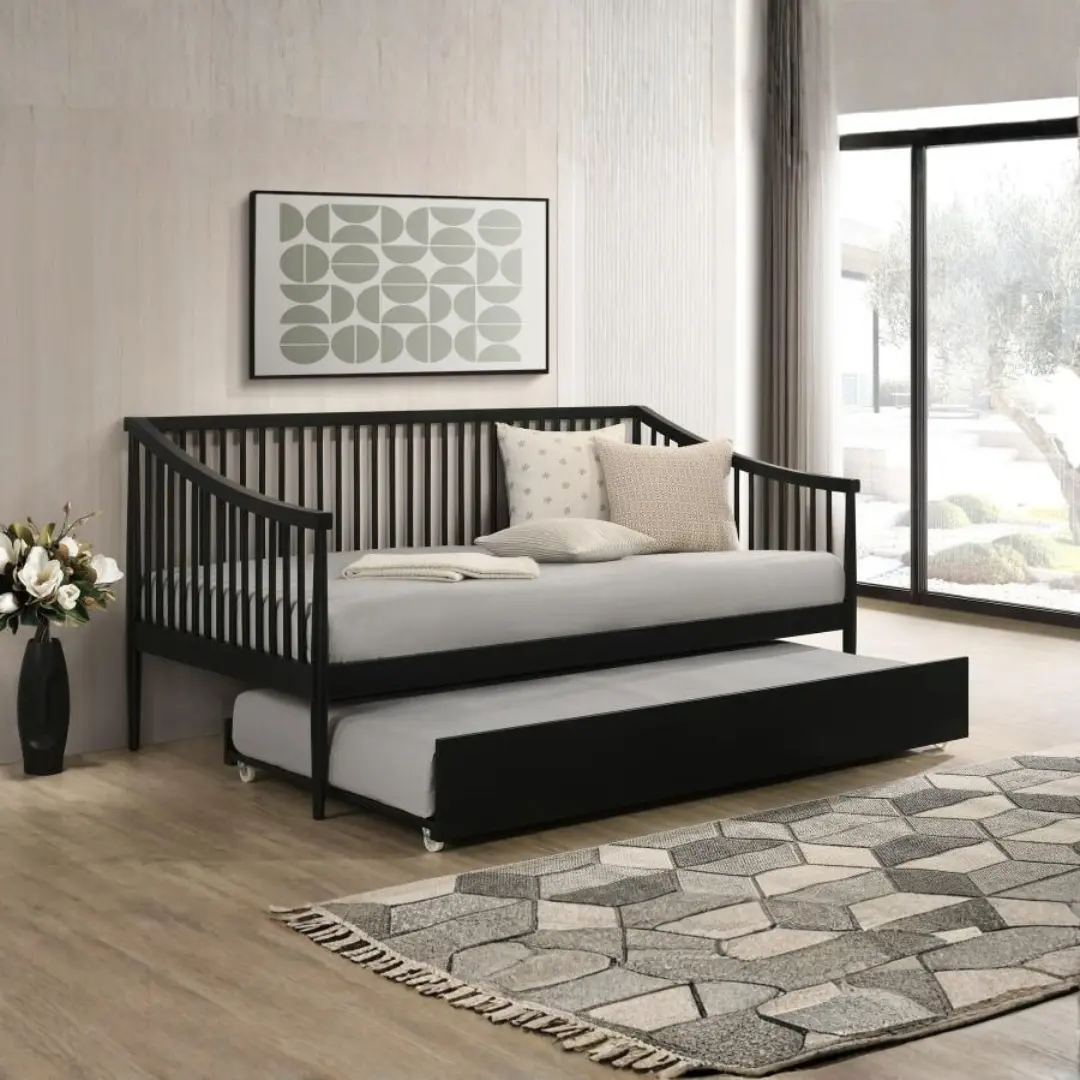 Delgado Windsor Black Wood Daybed By Coaster Furniture | Mobilia Cleopatra 3 Black Wood Daybed