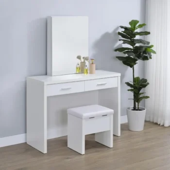 White Makeup Vanity Table Set