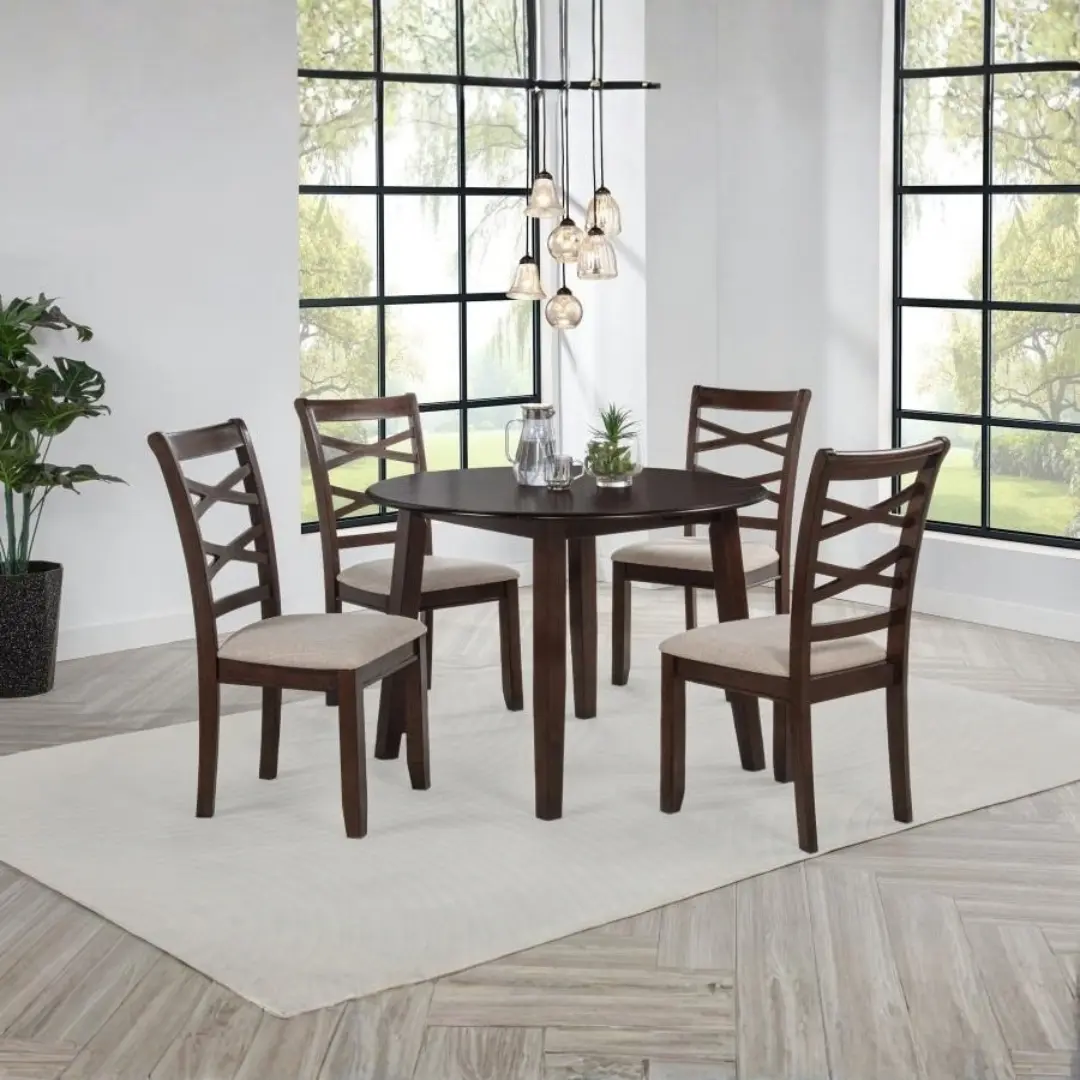 Barton Dark Brown Dining Table Set For 4 By Coaster Furniture | Mobilia Cleopatra 3 Dark Brown Dining Table Set for 4