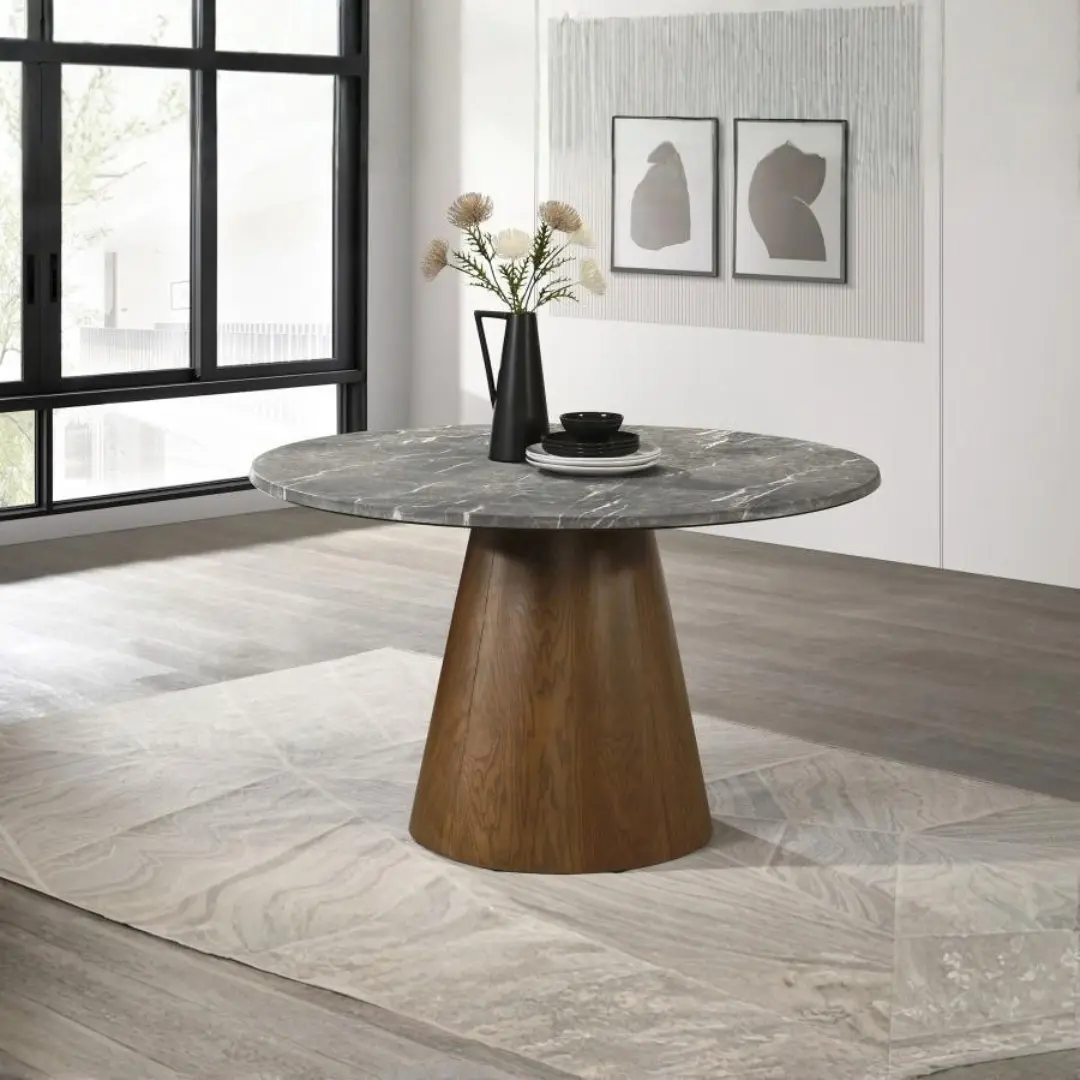 Franklin Mid Century Modern Round Dining Table By Coaster Furniture | Mobilia Cleopatra 3 Mid Century Modern Round Dining Table