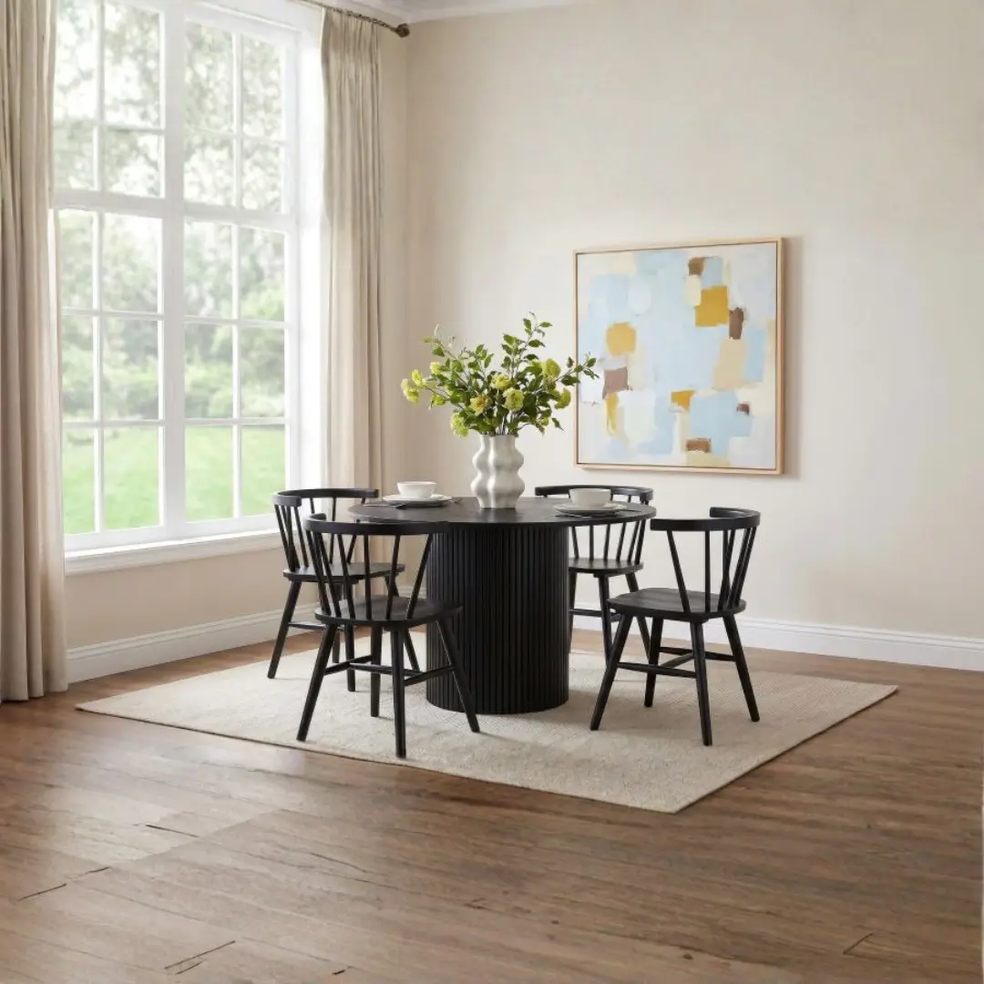 Hamlyn 4 Person Dining Set In Black By Coaster Furniture | Mobilia Cleopatra 3 4 Person Dining Set