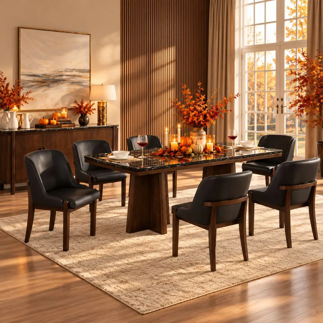 Estella 7Pc Modern Marble Dining Table Set By Acme | Mobilia Cleopatra 3 7pc Modern Marble Dining Table Set