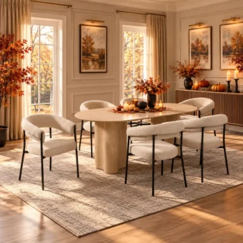 7PC Oval Dining Table Set
