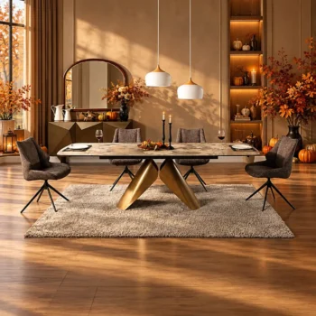 Copper Dining Set with 6 Chairs