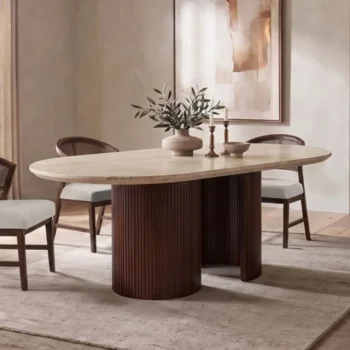 Oval Marble Top Dining Table