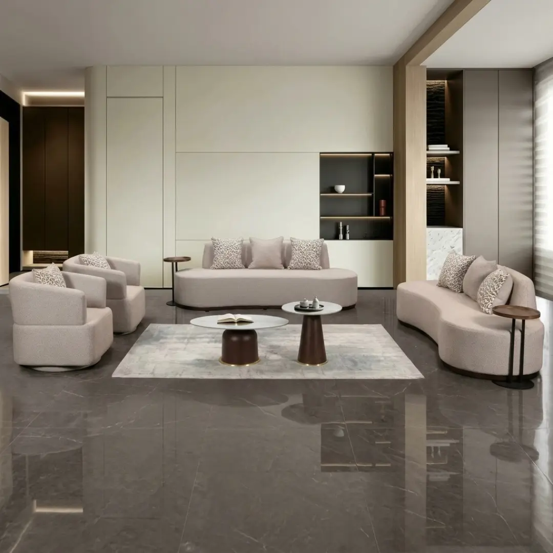 Hd-3280 3Pc Modern Curved Sofa Set By Homey Design | Mobilia Cleopatra 3 HD-3280 3PC Modern Curved Sofa Set