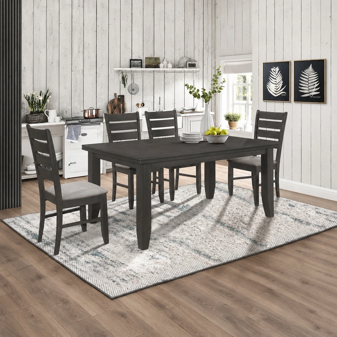Dalila Dark Gray Dining Table Set By Coaster | Mobilia Cleopatra 3 Dark Gray Dining Table Set
