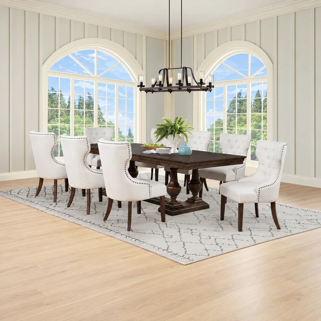 Ridgewell 9-Piece Brown Traditional Dining Set By Coaster Furniture | Mobilia Cleopatra 3 Brown Traditional Dining Set