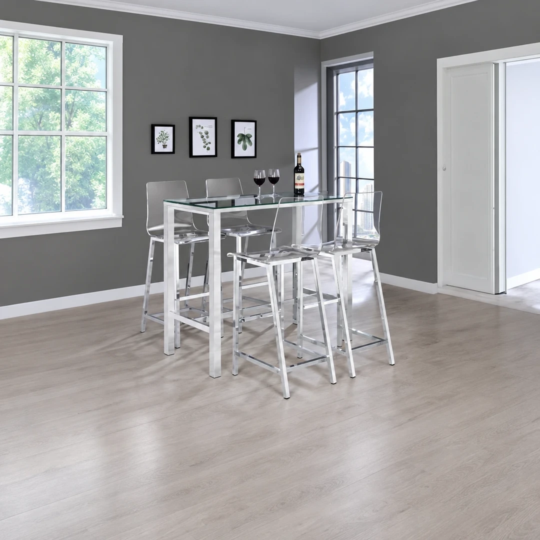 Tolbert Chrome Bar Table Set By Coaster | Mobilia Cleopatra 3 Chrome Bar Table Set