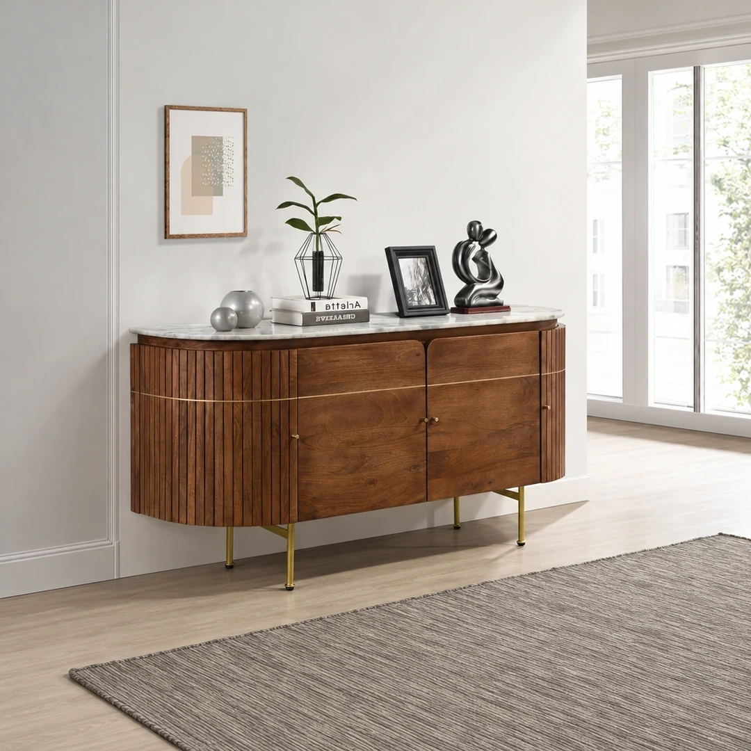 Ortega Brown Marble Sideboard By Coaster | Mobilia Cleopatra 3 Brown Marble Sideboard