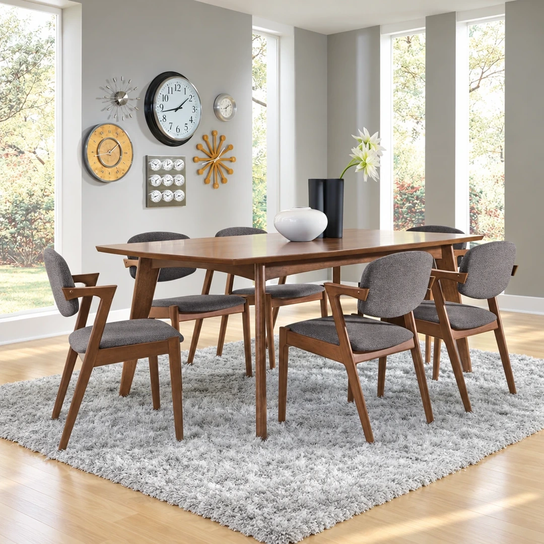 Malone Walnut Mid-Century Dining Set By Coaster | Mobilia Cleopatra 3 Walnut Mid-century Dining Set