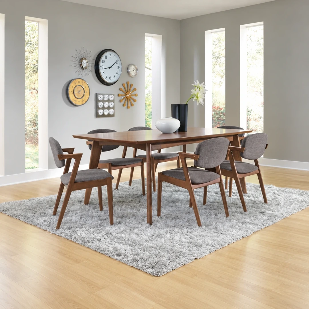 Malone 7-Piece Walnut Dining Table Set By Coaster | Mobilia Cleopatra 3 Walnut Dining Table Set