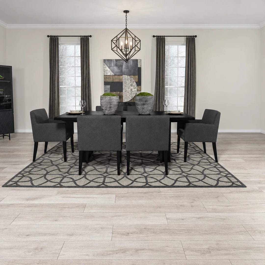 Catherine 7 Pc Black Rectangular Dining Set By Coaster | Mobilia Cleopatra 3 Black Rectangular Dining Set