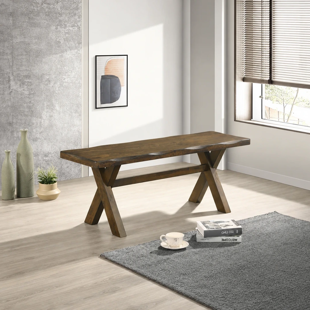 Alston Brown Solid Wood Dining Bench By Coaster | Mobilia Cleopatra 3 Brown Solid Wood Dining Bench