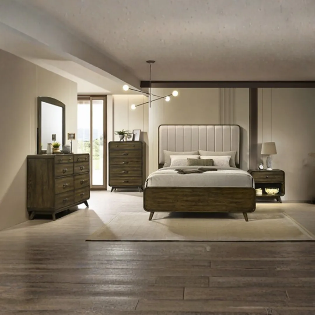 Eastlin 4Pc Queen Walnut Bedroom Set By Furniture Of America | Mobilia Cleopatra 3 4Pc Queen Walnut Bedroom Set