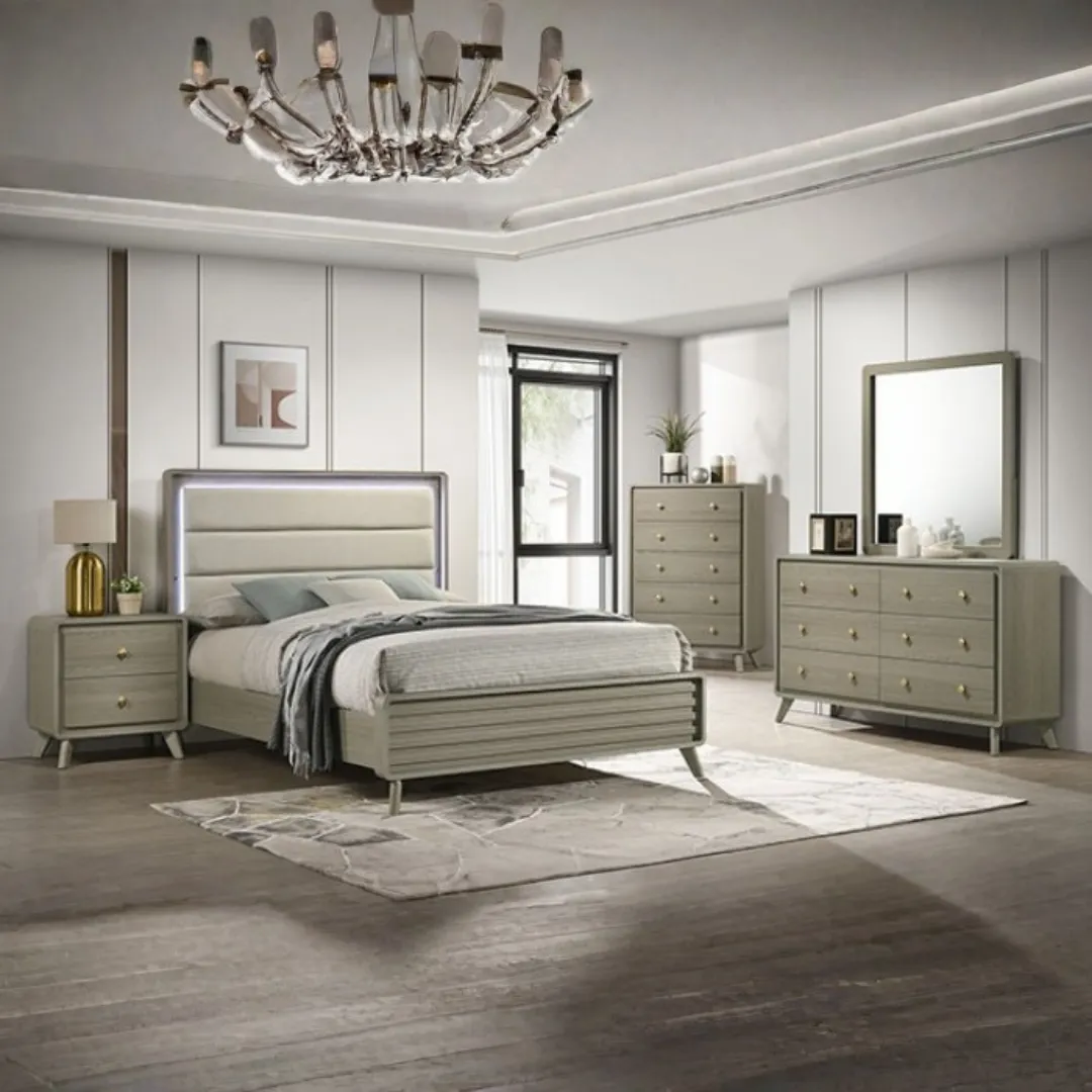 Rainier Gray 4Pc Queen Bedroom Set By Durniture Of America | Mobilia Cleopatra 3 Gray 4Pc Queen Bedroom Set