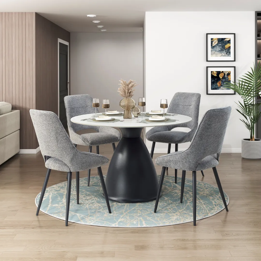 Thea Round Dining Table Set 4 By Homelegance | Mobilia Cleopatra 3 Thea Round Black Dining Table By Homelegance – Dining Room Furniture – View 5