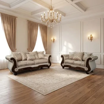 2 Piece Beige Sofa Set