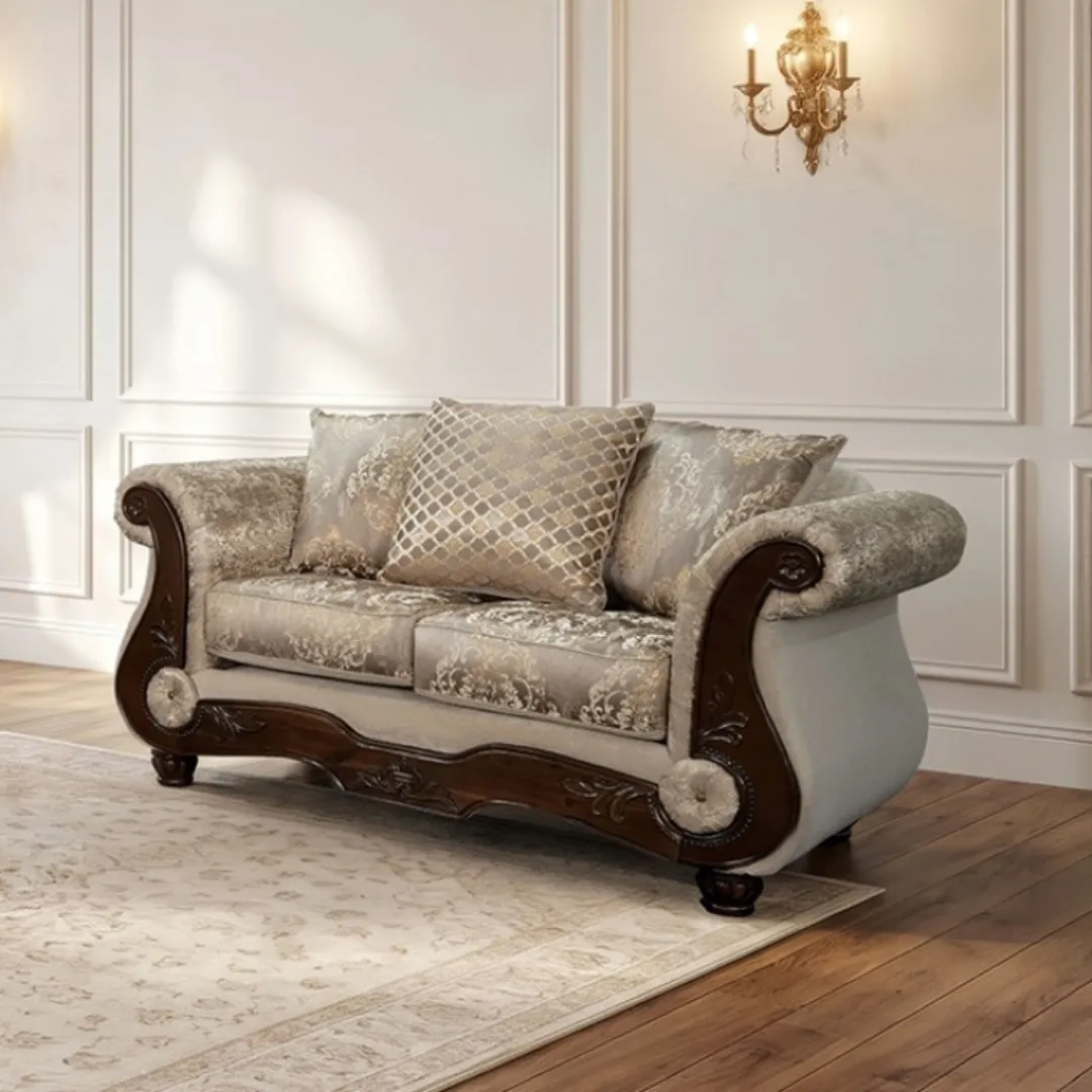 Fasciano Beige Traditional Sofa By Furniture Of Amercia | Mobilia Cleopatra 3 Beige Traditional Sofa