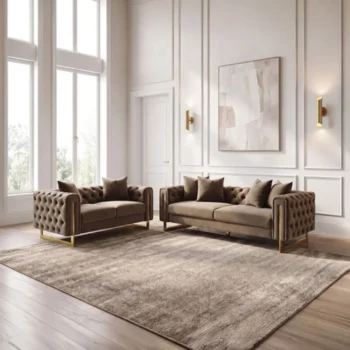 2pc Brown Living Room Sofa Set