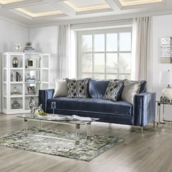 Contemporary Satin Blue Sofa