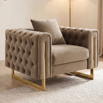Tufted Brown Velvet Armchair
