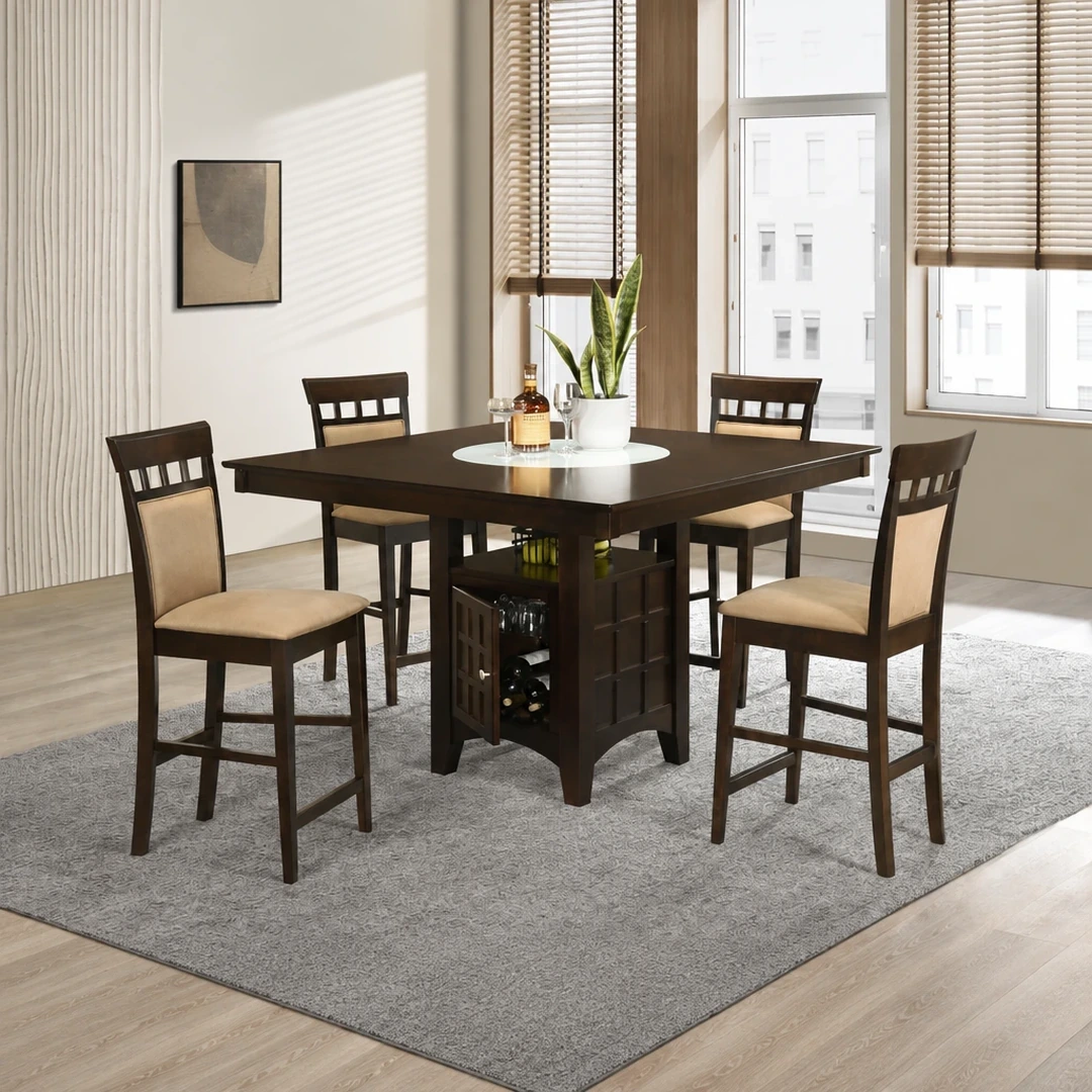 Gabriel 5-Piece Brown Counter Height Dining Set By Coaster | Mobilia Cleopatra 3 Brown Counter Height Dining Set