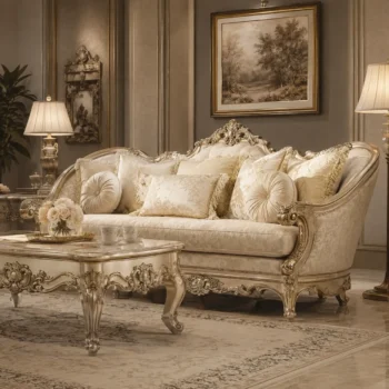 Handmade Elara Beige Gold Sofa