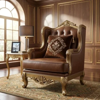 Handmade Truffle Brown Leather Chair