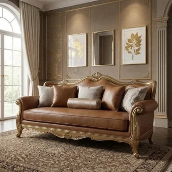 Handmade Truffle Brown Leather Loveseat