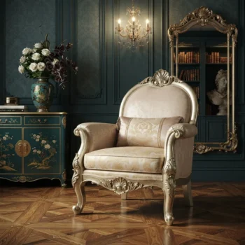 Handmade Champelle Ivory Gold Chair